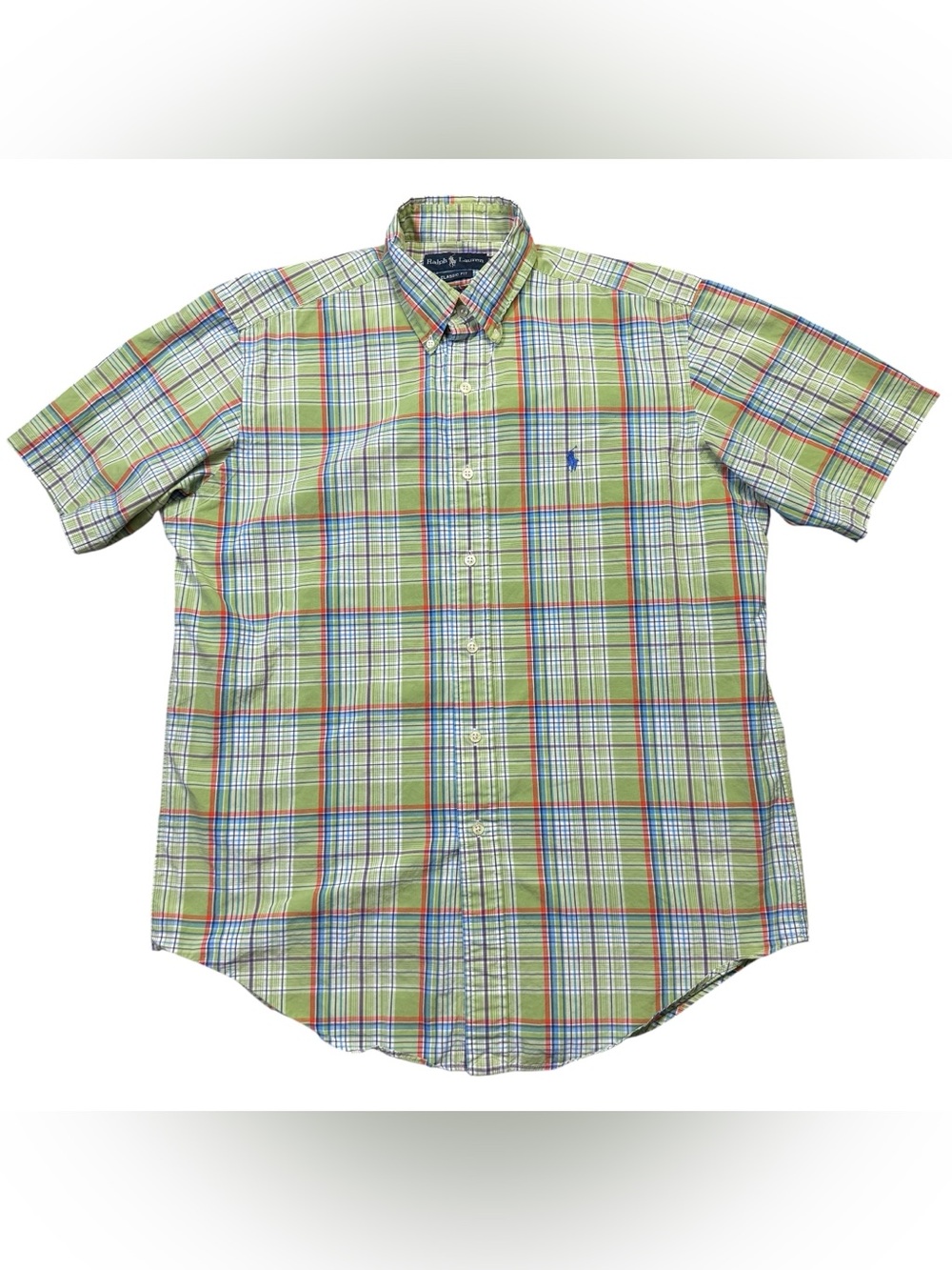 Vintage 90s Polo Ralph Lauren Checkered Plaid Size Medium Mens Button Down Shirt